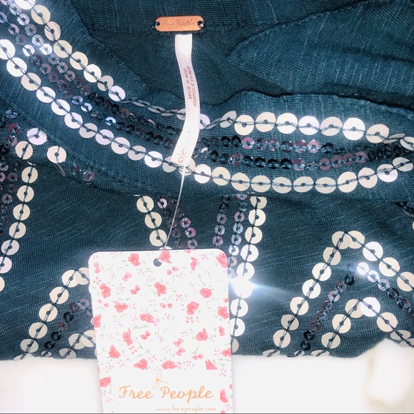 FREE PEOPLE Tank Top NEW Large L Sequin 5A04 - Picture 5 of 8